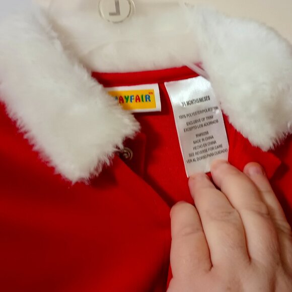 NWT~Mayfair's Santa Suit Footed Romper w/ White Faux Fur Trim (Size: 3-6 months) - Picture 3 of 6